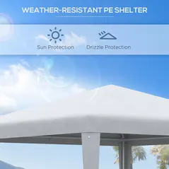 Outsunny 2.7m x 2.7m Garden Gazebo Marquee Party Tent Wedding Canopy Outdoor, White - 4