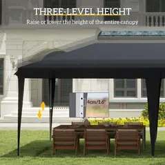 Outsunny Pop Up Gazebo 3 x 6m, Foldable Canopy Tent, Height Adjustable Wedding Awning Canopy w/ Carrying Bag, Black - 5
