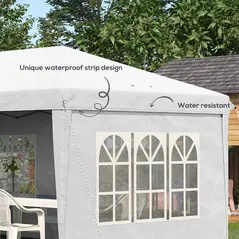 Outsunny 3 x 6m Pop Up Gazebo, Height Adjustable Marquee Party Tent with Sidewalls and Storage Bag, White - 6