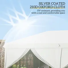 Outsunny 3 x 6 m Garden Pop Up Gazebo, Wedding Party Tent Marquee, Water Resistant Awning Canopy with Sidewalls, Windows, Carry Bag, White - 5