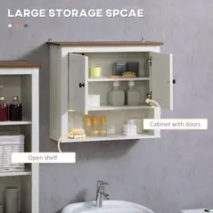kleankin On-Wall Farmhouse Bathroom Storage Cabinet - White - 4