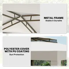 Outsunny 3 x 3 m Gazebo, Netting Party Tent, Patio Canopy Outdoor Event Shelter with Double Tier Roof, Cream White - 5