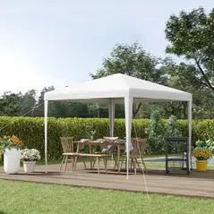 Outsunny 2.7m x 2.7m Garden Gazebo Marquee Party Tent Wedding Canopy Outdoor, White - 2