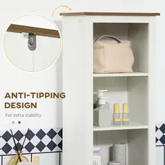 kleankin Bathroom Cabinet, Tall Storage Cabinet with Door and Adjustable Shelves, 39.5 x 30 x 160 cm, White - 6
