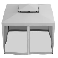 Outsunny 3 x 3 m Gazebo, Netting Party Tent, Patio Canopy Outdoor Event Shelter with Double Tier Roof, Light Grey - 7