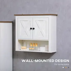 kleankin On-Wall Farmhouse Bathroom Storage Cabinet - White - 5