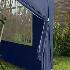 Outsunny 3 x 3 m Garden Pop Up Gazebo, Wedding Party Tent Marquee, Water Resistant Awning Canopy with Sidewalls, Windows, Carry Bag, Blue - 9