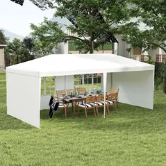 Outsunny 6 x 3 m Party Tent Gazebo Marquee Outdoor Patio Canopy Shelter with Windows and Side Panels White - 3