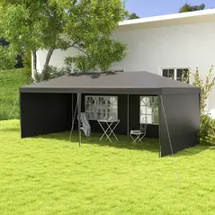 Outsunny 2.95 x 5.83 m Semi-Open Gazebo - Dark Grey - 2