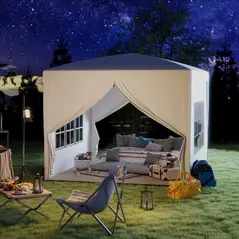 Outsunny 3 x 3m Pop Up Gazebo, Wedding Party Canopy Tent Marquee with Carry Bag and Windows, White - 2