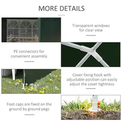 Outsunny 6x3 m Party Tent Gazebo Marquee Outdoor Patio Canopy Shelter with Windows and Side Panels, Green - 5