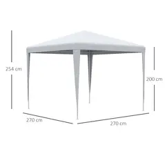 Outsunny 2.7m x 2.7m Garden Gazebo Marquee Party Tent Wedding Canopy Outdoor, White - 3