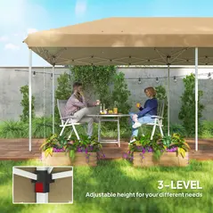 Outsunny 3 x 6m Pop Up Gazebo, Outdoor Canopy Shelter, Marquee Party Wedding Tent with 6 Mesh Walls and Carry Bag, Beige - 7