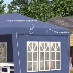 Outsunny 3 x 6m Pop Up Gazebo, Height Adjustable Marquee Party Tent with Sidewalls and Storage Bag, Blue - 6