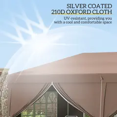 Outsunny 3 x 6 m Pop Up Gazebo with Sides and Windows, Height Adjustable Wedding Camping Party Tent Canopy Marquee with Storage Bag for Garden, Event, Brown - 5