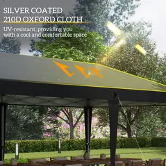 Outsunny Pop Up Gazebo 3 x 6m, Foldable Canopy Tent, Height Adjustable Wedding Awning Canopy w/ Carrying Bag, Black - 6