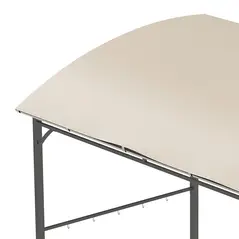 Outsunny 2.2 x 1.5 m BBQ Grill Gazebo Tent, Garden Grill with Metal Frame, Curved Canopy and 10 Hooks, Outdoor Sun Shade, Beige - 8