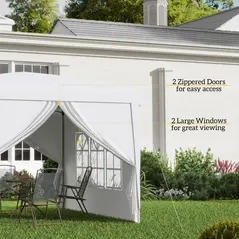 Outsunny 3 x 3m Pop Up Gazebo, Wedding Party Canopy Tent Marquee with Carry Bag and Windows, White - 8