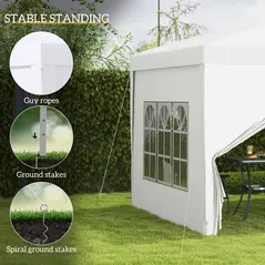 Outsunny 3 x 3m Pop Up Gazebo, Wedding Party Canopy Tent Marquee with Carry Bag and Windows, White - 7