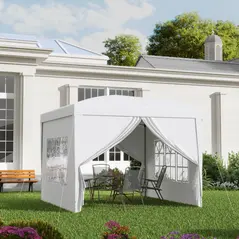 Outsunny 3 x 3m Pop Up Gazebo, Wedding Party Canopy Tent Marquee with Carry Bag and Windows, White - 3
