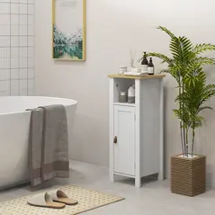kleankin Slim Bathroom Storage Cabinet - White - 6