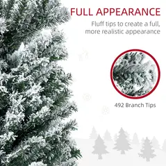 HOMCOM 6' Artificial Prelit Christmas Trees Holiday Décor with Colourful LED Lights, Flocked Tips, Berry, Pine Cone - 6