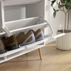 HOMCOM Shoe Storage Cabinet, 4 Flip Drawers, Shoe Organizer for 8-16 Pairs of Shoes, White - 9