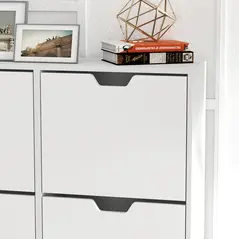 HOMCOM Shoe Storage Cabinet, 4 Flip Drawers, Shoe Organizer for 8-16 Pairs of Shoes, White - 8