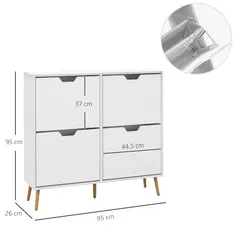 HOMCOM Shoe Storage Cabinet, 4 Flip Drawers, Shoe Organizer for 8-16 Pairs of Shoes, White - 3