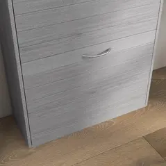 HOMCOM 12-Shoe Flip Drawer Storage Cabinet - Grey Wood-Effect - 9