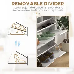 HOMCOM Shoe Storage Cabinet, 4 Flip Drawers, Shoe Organizer for 8-16 Pairs of Shoes, White - 6