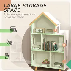 ZONEKIZ Three-Tier Toy Storage Shelf, Kids Bookcase, with Six Cubes, for Playroom, Bedroom - White - 4