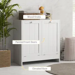 kleankin Double Hamper Laundry Storage Cabinet - White - 5