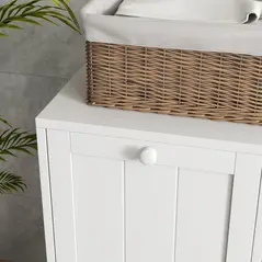 kleankin Double Hamper Laundry Storage Cabinet - White - 8