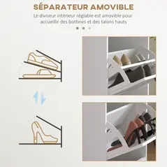HOMCOM Three-Drawer Minimalistic Shoe Storage Cabinet, for 15 Shoes - 6
