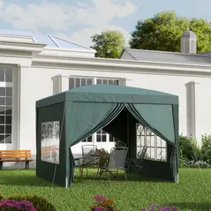 Outsunny 3 x 3m Pop Up Gazebo, Wedding Party Canopy Tent Marquee with Carry Bag and Windows, Green - 3