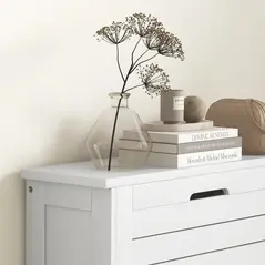 HOMCOM Narrow Shoe Cabinet with 3 Flip Drawers - White - 7