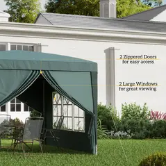 Outsunny 3 x 3m Pop Up Gazebo, Wedding Party Canopy Tent Marquee with Carry Bag and Windows, Green - 8