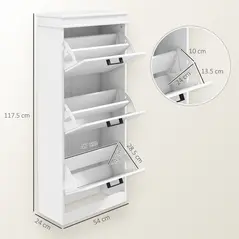 HOMCOM Three-Drawer Minimalistic Shoe Storage Cabinet, for 15 Shoes - 3