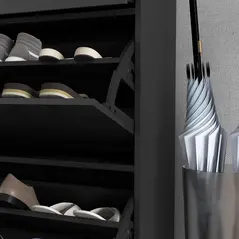 HOMCOM Three Drawer Slim Shoe Storage Cabinet, 12 Shoe Pairs - Black - 9