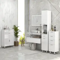 kleankin 71" Tall Slim Bathroom Storage Cabinet, Tall Narrow Cupboard with Drawer, Open Shelves, 2 Doors Cabinets and Adjustable Shelves for Kitchen, Hallway, Living Room, High Gloss White - 8