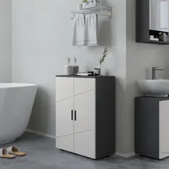 kleankin Small Bathroom Cabinet, Bathroom Storage Cabinet with 2-Doors Cupboard, 2 Adjustable Shelves and Soft Close Mechanism, Grey - 7