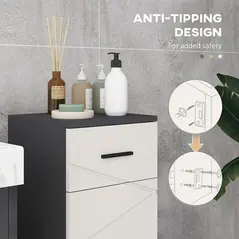 kleankin Slim Bathroom Cabinet, Narrow Bathroom Storage Cabinet with Drawer, Door Cupboard, Adjustable Shelf and Soft Close Mechanism, Grey - 6