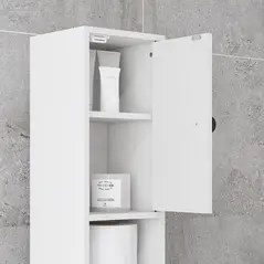 kleankin 180cm Slim Bathroom Cabinet with 9-layered Independent Storage for Family-friendly Storage  - White - 9
