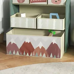 ZONEKIZ Kids Storage Unit, Toy Storage Organiser, with Six Fabric Bins, for Bedrooms, Playrooms, Nurseries - Green - 9