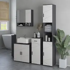 kleankin Under Sink Bathroom Cabinet, Bathroom Vanity Unit, Basin Storage Cupboard with Double Doors and Shelf, 10W x 20Dcm "U" Cut-Out, Light Grey - 7
