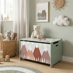 ZONEKIZ Toy Box, Kids Storage Chest, with Lid, Safety Hinge - Green - 7
