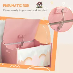 ZONEKIZ Toy Box, Kids Storage Chest, with Lid, Safety Hinge - Pink - 5