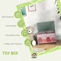 ZONEKIZ Toy Box, Kids Storage Chest, with Lid, Safety Hinge - Green - 4