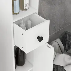kleankin 180cm Slim Bathroom Cabinet with 9-layered Independent Storage for Family-friendly Storage  - White - 8